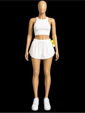NWT- Women's Woven High-Rise Flutter Shorts 2.5" - All in Motion White